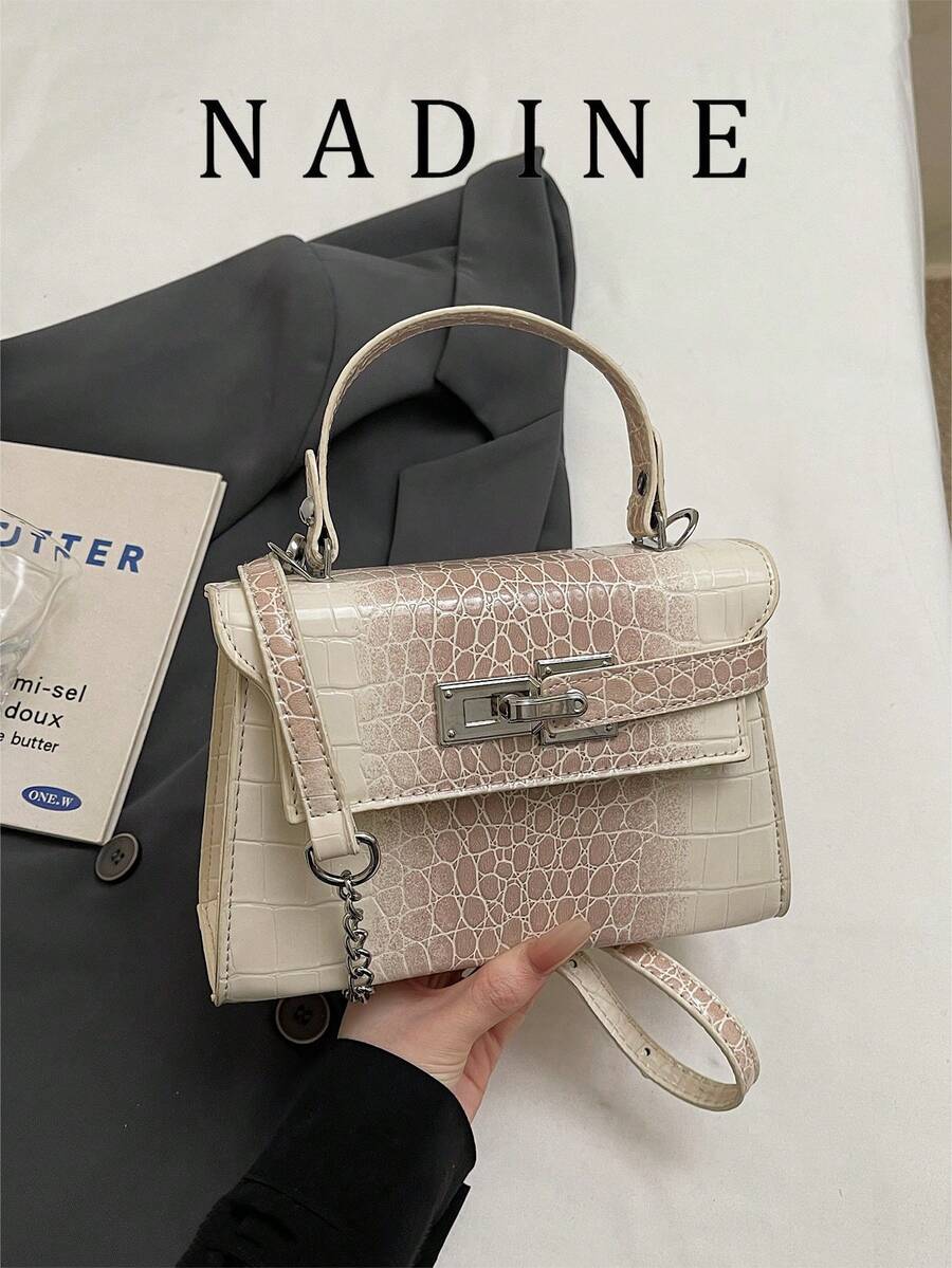 Fashionable Versatile Contrast Color Casual Tote Bag For Women