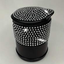 Sparkling Rhinestone Ashtray With Lid, Sealed Smoke Odor-Proof Car Accessory, Fully Crystal-Embellished Elegant Design, Portable For Multiple Scenes, ABS Wear-Resistant Car Interior Modification Part - Diamond-encrusted Car Ashtray - View 9
