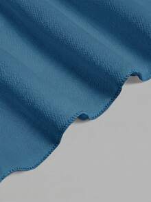 Women's Solid Color Minimalist Versatile Ruffle Hem Bubble Crinkle Feeling Semi-Sheer Skirt Summer - Teal Blue - View 6