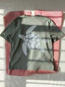 Women's Loose-Fitting Short-Sleeved T-Shirt With Whale Shark Print, Soft And Breathable, Ideal For Beach, Travel, Ocean Adventures, Music Festivals And Casual Urban Summer Wear. - 綠色 - 查看 6