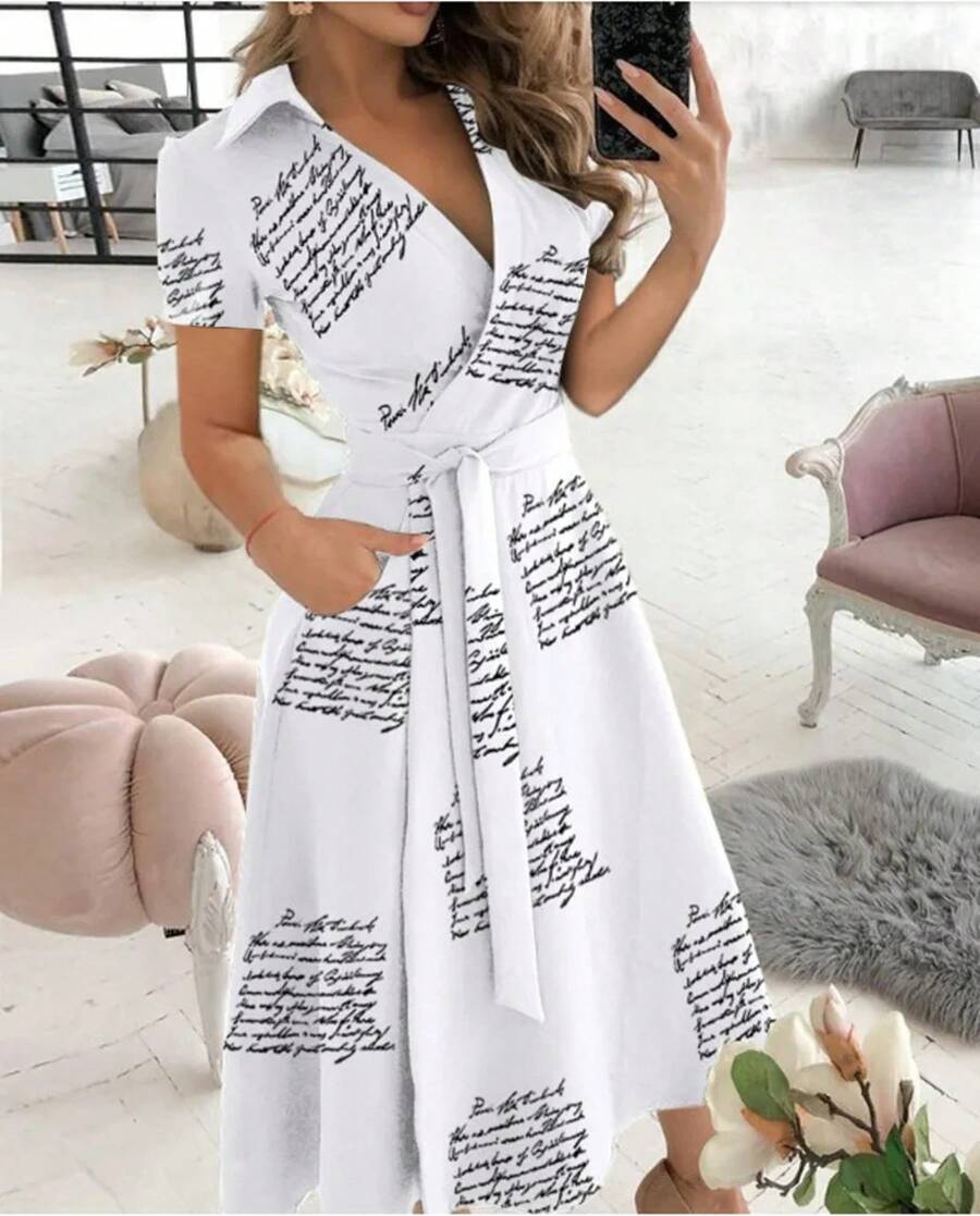 Vestido de verano con estampado de rayas de arcoíris para mujer, vestido largo informal de manga corta con botones, camisa Vintage, vestidos largos elegantes para mujer 2023 - BLANCO - Ver 1