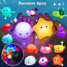 Glow-In-The-Dark Sea Creature Set, Colorful Shiny Floating Bath Tub Toys, Excellent Gift For Bathroom, Bathtub, Swimming Pool Parties - Multicolor - View 11