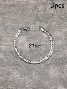 Hombres Pulsera con diseño de letra - Plateado - Ver 6
