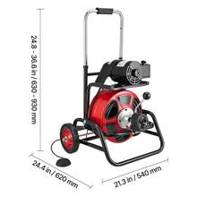 Drain Cleaner Machine 75 FT X 1/2 Inch, Auto Feed Sewer Snake Auger, Portable Drain Cleaning Machine With Climbing Wheels, Adjustable Drum, 8 Cutters & Foot Switch For 2" To 6" Pipes - View 11
