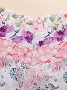 8pcs/Set Women's Seamless Printed & Solid Color Wavy Trim Comfortable Smooth Fabric Triangle Panties - Multicolor - View 3