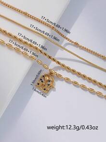 Nooxian 4件套女士手链套装，波西米亚夏季海滩风，包含镀金多层基础链、圆珠链、卫星链、编织链、蛇骨链、米珠链、铜镶嵌锆石章鱼吊坠，多层叠戴手链，精美礼品 - 金黃色 - 查看 5