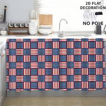 1pc, Home Decor, American Flag Pattern Printed Table Skirt, Kitchen Small Curtain, Kitchen Cabinet Cover, With Curtain Holes, Easy To Hang, Rectangular, Machine Woven, Machine Washable, Kitchen Decoration And Accessories, Perfect For Kitchen Cabinets And Home Decor - Multicolor - View 4