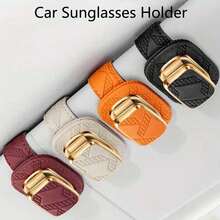 1pc Car Interior Accessories Glasses Holder Car Glasses Rack PU Leather Car Sun Visor Storage Clip Car Fashion Glasses Holder Multi-Function Storage Clip - Car-mounted - View 1