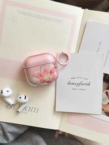 Pink Lily Flower Protective Case Compatible With Apple Pro 3, 1/2, Pro 2, Anti-Drop Korean Style Case For Women - Baby Pink - View 12