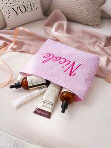 Customized Makeup Bag, Personalized Letter Name Logo Storage Bag, Lightweight Zipper Cosmetic Bag, Monogrammed Toiletry Pouch - Multicolor - View 4