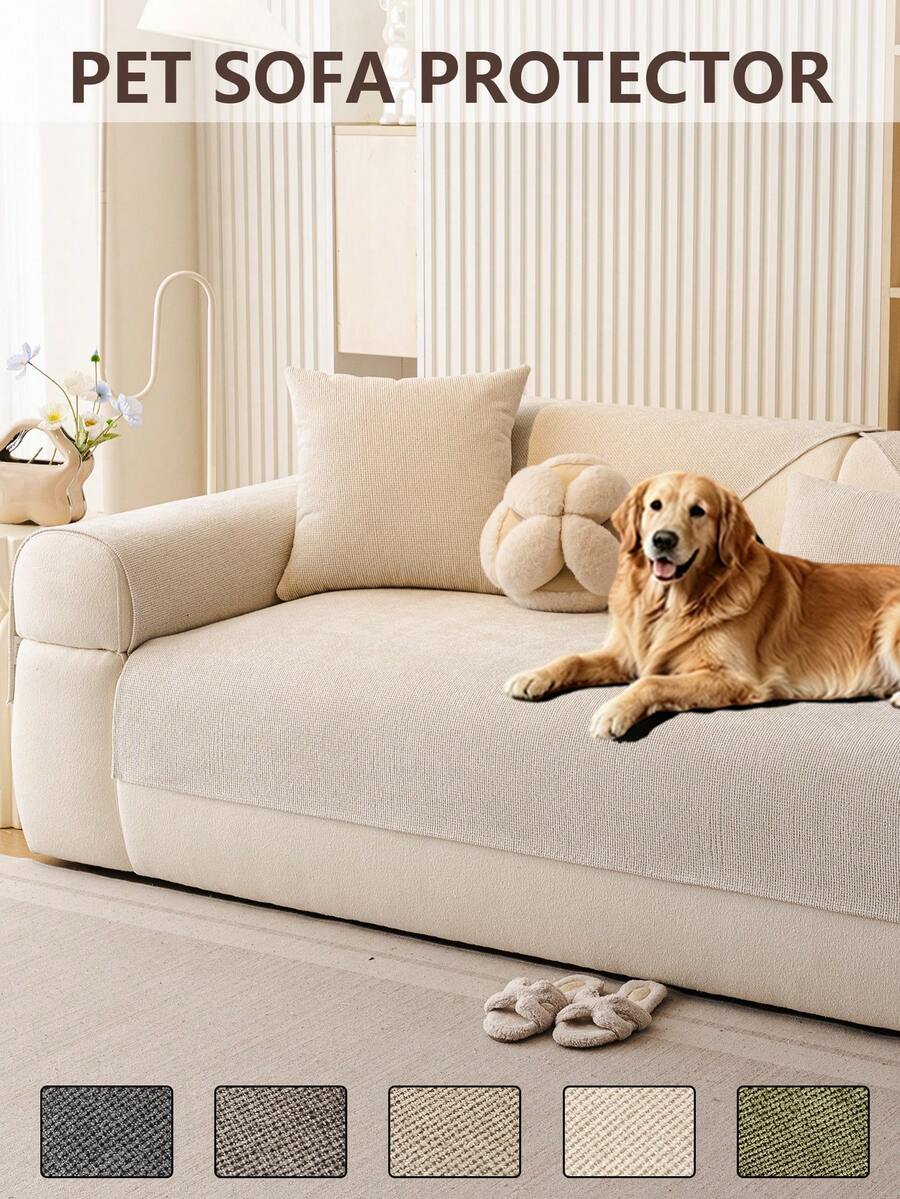 1pc Modern Minimalist Solid Color Pet Sofa Cushion, Scratch Resistant And Stain Resistant, Anti-Slip And Non-Displaceable, Suitable For Cats And Dogs, All Season Use, Pet Friendly - Beige - View 1