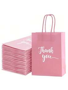 12 piezas de bolsas de regalo reutilizables de color rosa con purpurina que dicen "Gracias", de tamaño 8.6 pulgadas, adecuadas para Navidad, cumpleaños, baby shower, boda y compras - Mezclado - Ver 6