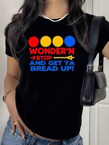 Colorful Motivational Phrase With Red, Yellow, And Blue Circles That Inspire Energy, Optimism, And Movement. Modern Casual Women's T-Shirts For Everyday Wear And Relaxed Moments. - 黑色 - 查看 1