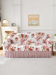 1pc Milk Silk Floral Print Sofa Cover, Non-Slip Elastic Decorative Sofa Slipcover For Single/Double/Three/Four Seater Sofa, Pet-Friendly, Colorful For Spring/Summer/Autumn/Winter - Multicolor - View 5