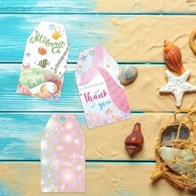 48pcs Paper Mermaid Theme Gift Tags, Creative Mermaid Gift Decoration Hang Tags, Gift Packaging Labels - View 4