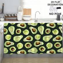 1pc, Home Decor, Avocado Pattern Printed Table Skirt, Kitchen Small Curtain, Kitchen Cabinet Cover, With Curtain Holes, Easy To Hang, Rectangular, Machine Woven, Machine Washable, Kitchen Decoration And Accessories, Perfect For Kitchen Cabinets And Home Decor - Multicolor - View 1