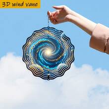 1个3D星系旋转风向标 - 360°旋转星空墙饰,带挂钩,10英寸圆形铁艺室内/室外装饰,适用于婚礼、圣诞节、派对和花园 - 迷人的星系和星云设计 - A - 查看 4