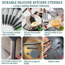 Cooking Utensil Set, 15pcs Silicone Cooking Kitchen Utensils Set, Nonstick Best Kitchen Cookware With Stainless Steel Handle Bl - Multicolor - View 10