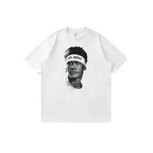 Camiseta unisex con estampado de personaje de anime y diadema de Andre Agassi, cuello redondo, estilo casual y urbano. - Blanco - Ver 1