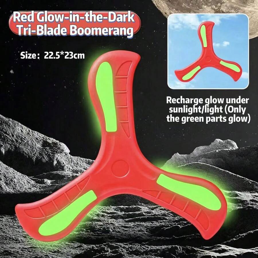 Boomerang Returns, Unbreakable Three-Leaf Glow-In-The-Dark Flying Disc, Strong Luminous Flying Toy, Soft Outdoor Lawn Interactive Sports Toy, Shockproof Lightweight Park Camping Toy, Portable Outdoor Leisure Toy, Camping Play Prop, Outdoor Sports Educational Fun Toy Gift