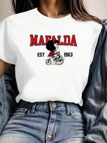 Reedición clásica de verano: Camiseta conmemorativa de MAFALDA 1963 Casual BlancaPure-Cotton - Blanco - Ver 4