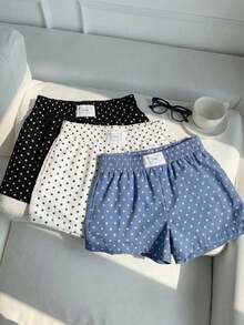 3-Piece Set Of Women's Solid Color And Patterned Shorts - Multicolor 12 - View 4