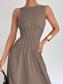 YHHSiren Gaze Nuevo vestido largo de estilo de verano con pliegues en la cintura y silueta evasé para mujeresYHH - Albaricoque - Ver 8