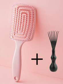 1pc Comb Cleaner, Brush Cleaner, Slouchy Person Essential, Suitable For Long Hair Ladies, Buffered Comb Control, Comb Cleaning Claw, Curling Comb Cleaning Hook, Air Cushion Comb Descaling Brush - Multicolor - View 6