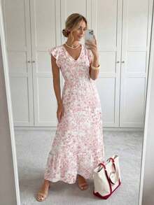 Vestido casual de verano con mangas cortas y rayas para mujer - Multicolor 2 - Ver 3