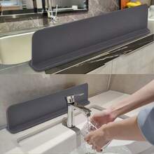 1pc Silicone Sink Splash Guard With Suction Cups, Flexible Kitchen Sink Water Barrier, Durable And Easy To Clean Splash Guard For Kitchen Sink, Vegetable Washing Basin, Lab Sink, Reusable Modern Kitchen Accessory To Reduce Splashing And Improve Safety - Multiple Styles - View 4