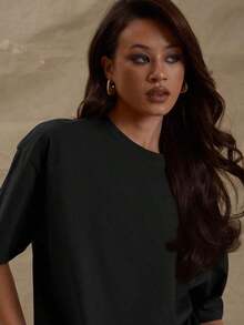Loose And Wide Crew Neck T-Shirt, Casual And Everyday Wear, Loose T-Shirt For Airport, Back To School, Stylish For Spring And Summer, Vacation - 彩色 - 查看 5
