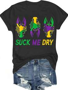 Envío gratuito, entrega local enéxico, entrega en 4 días. Comodidad diaria. |   Camiseta de Mardi Gras con Estampado de Cangrejo Suck Me Dry – Manga Corta, Negra con Estampado Colorido de Langosta, Camiseta Casual de Algodón para, Regalo Perfecto para Hombres y Mujeres, Tallas S-, Camiseta Casual |   Camiseta con Diseño Humorístico |   Ajuste cómodo de algodón - Negro - Ver 3