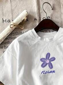 Graphic Print T-Shirt, Short Sleeve, Crew Neck, Casual Top For Summer And Spring, Women's Summer Clothing - White - View 3