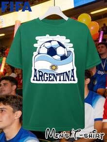 Camiseta de manga corta con estampado de la bandera de Argentina, ideal para ir de compras, moda casual, fiestas en casa, con un diseño retro de la bandera argentina, perfecta para salidas diarias, reunirse con amigos, reuniones, salir a cenar y viajes. Un regalo para los fans argentinos. - Verde - Ver 3