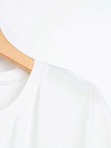 Camiseta de mujer moderna, informal, para fiestas y para estar en casa, 100% algodón, corte holgado..corteholgado.Women'sCasualSlimFitKnitShortSleeveT-Shirt-VintageStreetStyleUnisexLooseCottonShortSleeveCrewNeckT-Shirtblusasparadamacasuales - Blanco - Ver 3
