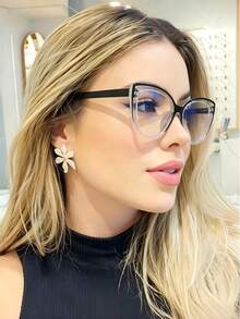 Gafas para mujer sin maquillaje, elevan la sofisticación, esenciales para el transporte - Negro transparente - Ver 3