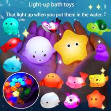 Glow-In-The-Dark Sea Creature Set, Colorful Shiny Floating Bath Tub Toys, Excellent Gift For Bathroom, Bathtub, Swimming Pool Parties - Multicolor - View 2