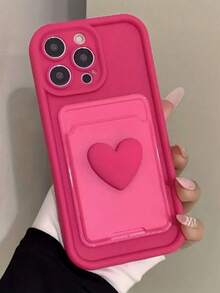 1个玫瑰红渐变色手机壳 + 3D心形自粘卡套，磨砂质感，兼容 16 Pro Max/16 Plus/16 Pro/16/15 Pro Max/15 Plus/15 Pro/15/14 Pro Max/14 Plus/14 Pro/14/13 Pro Max/13 Pro/13/12 Pro Max/12 Pro/12、11 Pro Max/11 Pro/11/XS Max/XR/XS/7/8 Plus/7/8、Note 14 Pro+ 5G、Galaxy A56 5G，防震保护套 - 玫紅色 - 查看 1
