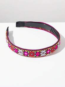 1pc Fashionable Gorgeous Rainbow Chocolate Crumble Hair Hoop Hair Accessory - FG980 Red Rose White - View 3