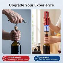 Luxury Premium Red Rechargeable Electric Wine Bottle Opener Set, Full Automatic Wine Corkscrew With Elegant Stand Base, Gift Box Packaged Wine Opening Tool For Home Bar Party Wedding Holiday Festival Gifts - Multicolor - View 8