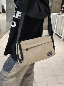 1 chiếc túi đeo vai/đeo chéo đa năng tối giản, túi đeo chéo vải canvas cỡ lớn, kiểu dáng unisex, phù hợp cho người đi làm và sinh hoạt hàng ngày. - Nhiều màu - Xem 5