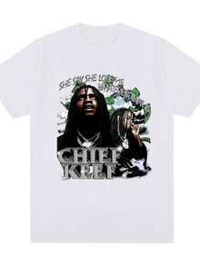 playeras de mujerRapper Chief Keefs Graphic T Shirt Men's Women Fashion Vintage Short Sleeve T-shirt Hip Hop Gothic Oversized T-shirts Streetwear Unisex - Blanco - Ver 1