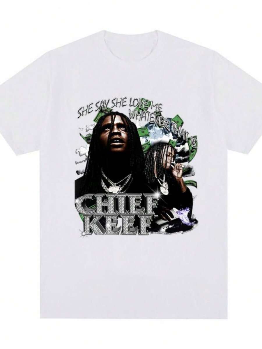 playeras de mujerRapper Chief Keefs Graphic T Shirt Men's Women Fashion Vintage Short Sleeve T-shirt Hip Hop Gothic Oversized T-shirts Streetwear Unisex - Blanco - Ver 1