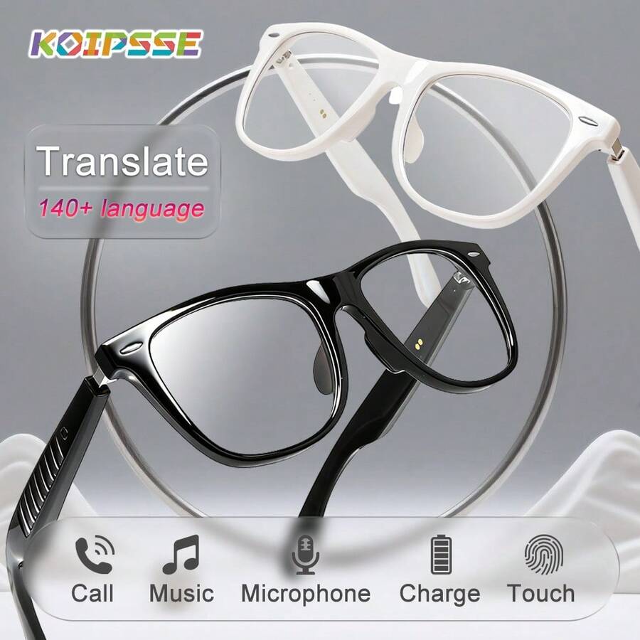 Kính phiên dịch thông minh Koipsse, Phiên dịch âm thanh AI Bluetooth, Gọi trợ lý giọng nói trên điện thoại di động, Phát nhạc HIFI không dây, Gọi điện không dây, Điều khiển cảm ứng, Dành cho cả nam và nữ, Thích hợp cho du lịch, họp kinh doanh, học tập, văn phòng và các dịp khác. - Xem 1