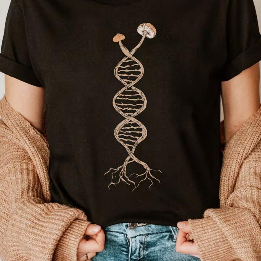 Printed T-Shirt For Men And Women - 黑色 - 查看 1