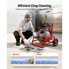 Drain Cleaner Machine 75 FT X 1/2 Inch, Sewer Snake Auger On Wheels, Manual Feed Drain Cleaning Machine With Adjustable Drum Angle, 6 Cutters & Air-Activated Foot Switch For 2" To 6" Pipes - 查看 2