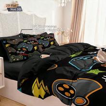 3pcs Video Game Controller Pattern Bedding Set (1 Duvet Cover + 2 Pillow Shams, No Filling), Soft & Breathable Polyester Fabric, Suitable For All Seasons, Easy Care, Fits Twin/Full Size, Suitable For Home, Dorm, Apartment, Hotel, Vacation, And Gift - Multicolor - View 10