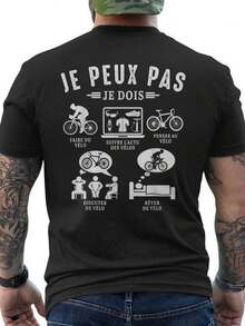 "I Can't, I Must Ride A Bike" T-Shirt - Cycling T-Shirt With Humor Printed On The Back - Men's T-Shirt - 100% - Crew Neck - Comfortable And Breathable Fabric - Short Sleeve T-Shirt - Loose And Comfortable For Summer. - Black - View 1