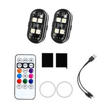 1-8pcs Wireless LED Strobe Lights Car Decor Atmosphere Light 8 Colors Rechargeable Led Lights Anti-Collision LED Warning Light - A - Ver 7
