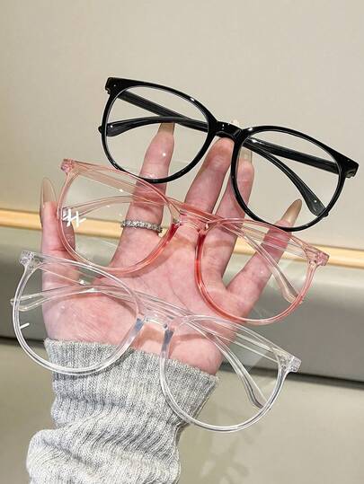 3pcs/1pc Fashion Glasses, Clear Lenses, Unisex Glasses, Black, Pink And Clear Frames, Eye Protection And Fashion